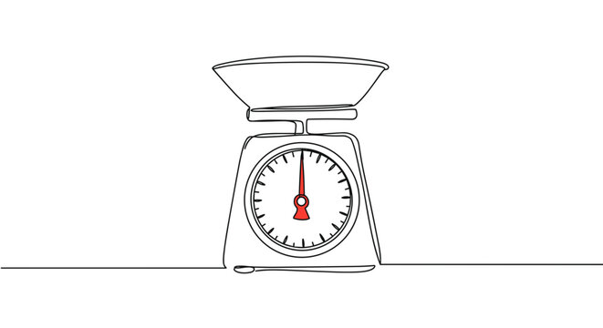 Outline of a kitchen scale with a red pointer