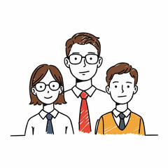 Fototapeta premium Three colleagues standing together in smart casual attire 