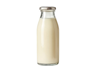 Glass bottle of fresh milk dairy product beverage, Isolated On Transparent Background, Png