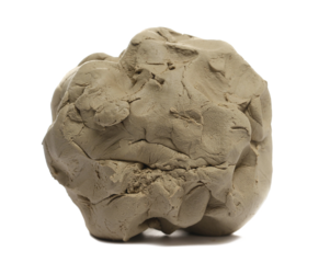 Clay modelling in shape ball, lump isolated on white