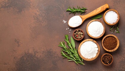 Rustic Wooden Bowls of Flour and Spices: A Culinary Still Life
