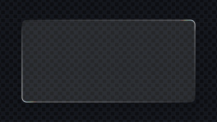 Rectangle liquid glass vector frame. Transparent screen or panel. Neumorphism design concept for user interface.