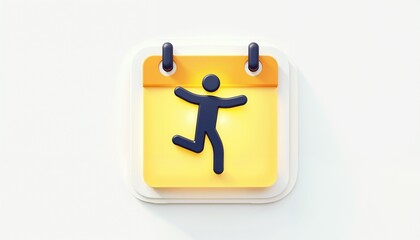 Energetic silhouette jumping on glowing calendar icon, motivation concept