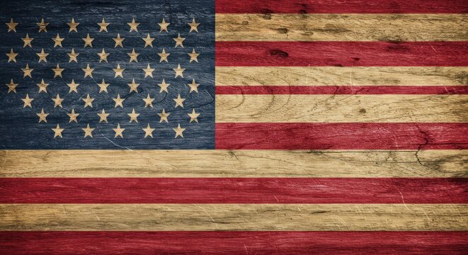 Rustic american flag texture wooden background conveying patriotic sentiment and historical