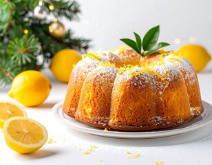 Delicious angel food cake infused with lemon zest and topped with powdered sugar for a festive presentation