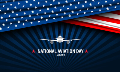 National Aviation Day August 19 Background Vector Illustration