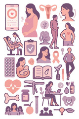 Women's Health & Reproductive Wellness Vector Bundle - Feminine Healthcare Graphics