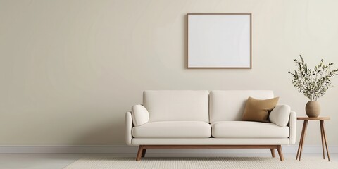 Decluttered home decor idea. Cozy living room with a neutral palette and decorative elements.
