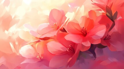 Obraz premium Peach blossoms sunlight garden spring floral wallpaper