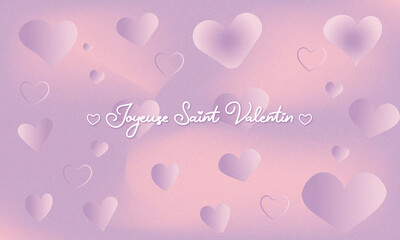 Dreamy pink and purple background with floating hearts and 