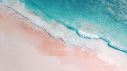 Aerial view of a tropical beach with crystal clear water.