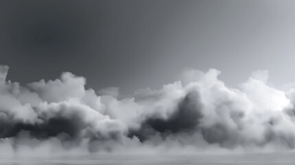 White clouds rolling over dark gray sky and calm sea
