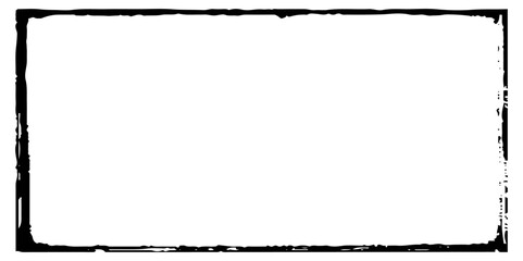 Abstract black grunge frame on a clean white background, created in vector style. The frame features rough.