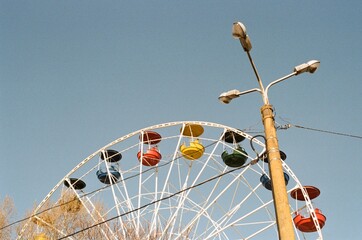 Bright Empty Ferris Wheel Shot on 35mm Film 