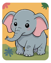 Fototapeta premium Illustration of a cute cartoon elephant. Suitable for postcards, children's books, educational toys and other designs. Isolated background. Vector graphics. EPS.