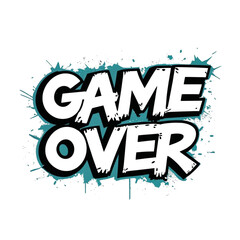 Illustrative depiction of the phrase game over with artistic splash effects for end screen visuals concept on transparent background
