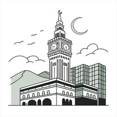 vector illustration of the city hall of the city
