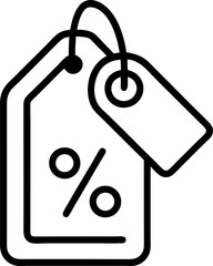 An outline icon price tag with a discount with white background.