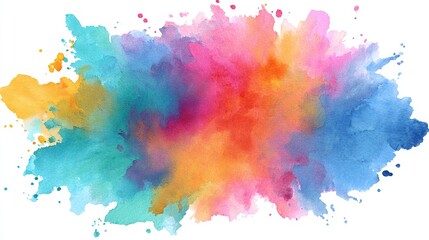 Colorful holi powder explosion on white background for festive designs and celebrations