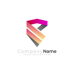 Abstract shield logo with 3d colorful design, defense logos