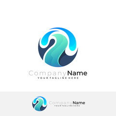 Abstract wave logo with 3d colorful design vector, circle wave