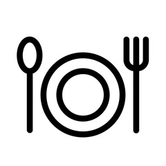 Dining Icon – Fork and Spoon Vector Symbol for Food Restaurant and Hotel Amenities