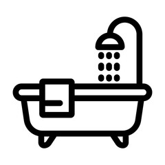 Bathtub Icon - Vector Symbol for Bathroom Hotel and Amenity