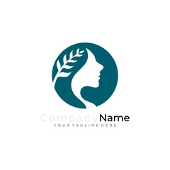 Spa logo, beauty care logo with beautiful woman icon