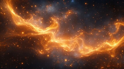Cosmic Nebula: A Fiery River in the Starry Abyss