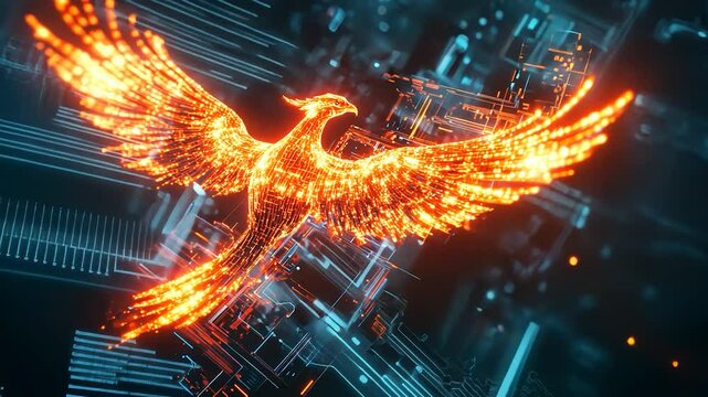 Abstract Phoenix on Circuit Board