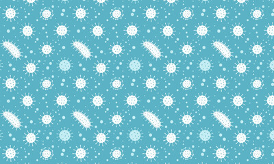 Microscopic Bacteria and Virus Pattern - Blue Biology Seamless Background