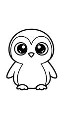 Obraz premium Cute Simple Black and White Cartoon Penguin Illustration on White Background