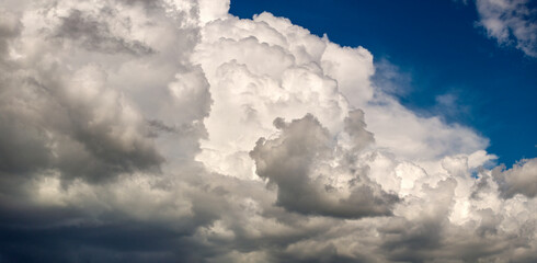 Florida weather in summer rain season. Blue sky with white clouds. Bright skyscape