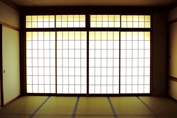 "Washitsu", Japanese style room with tatamis and papered sliding doors