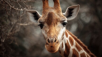 Close-Up Giraffe Headshot: African Wildlife Portrait in Savanna