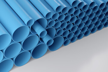 Stack of Blue PVC Pipes – 3D illustration