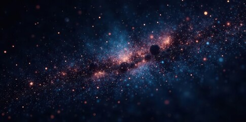 Fototapeta premium Dark, inky black canvas dotted with myriad sparkling stars , background, heavens, pattern