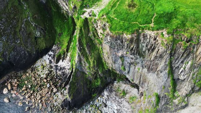 Kinsale, Ireland, May 22, 2024: The Old Gead Cliffs and Golf Course Near Kinsale from a UAV Drone on the Kinsale Cape Country Cork.