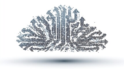 Abstract cloud-like shape composed of many small, overlapping arrows