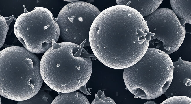 Microscopic View of Spiky Spherical Particles SEM Image
