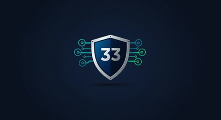 Obraz premium Number 33 Security Shield Technology Logo
