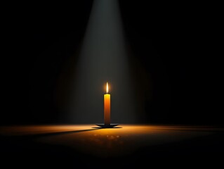 A solitary lit candle casting a warm, inviting glow against a backdrop of darkness, evoking feelings of introspection and serenity.