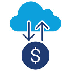 Cloud Banking Flat Blue Icon