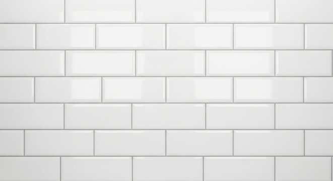 Glossy ceramic subway tile, classic design for kitchen and bathroom walls, white finish, pack of