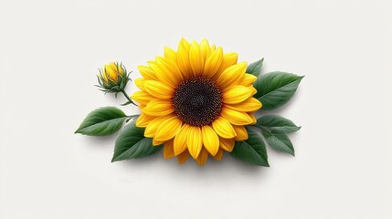 Watercolor sunflower PNG with soft brush strokes and transparent edges, perfect for invitations