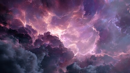 Colorful Nebula: Vibrant Cosmic Colors in a Starry Night Sky