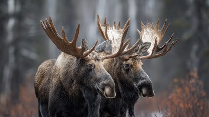 Obraz premium Moose in forest nature photography