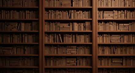 Vintage wooden bookcase with multiple shelves filled with antique books, perfect display
