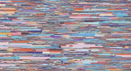 Abstract Pixelated Horizon: Colorful Glitch Art with Horizontal Lines