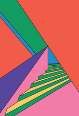 Design perspective building unique abstract colorful vibrant